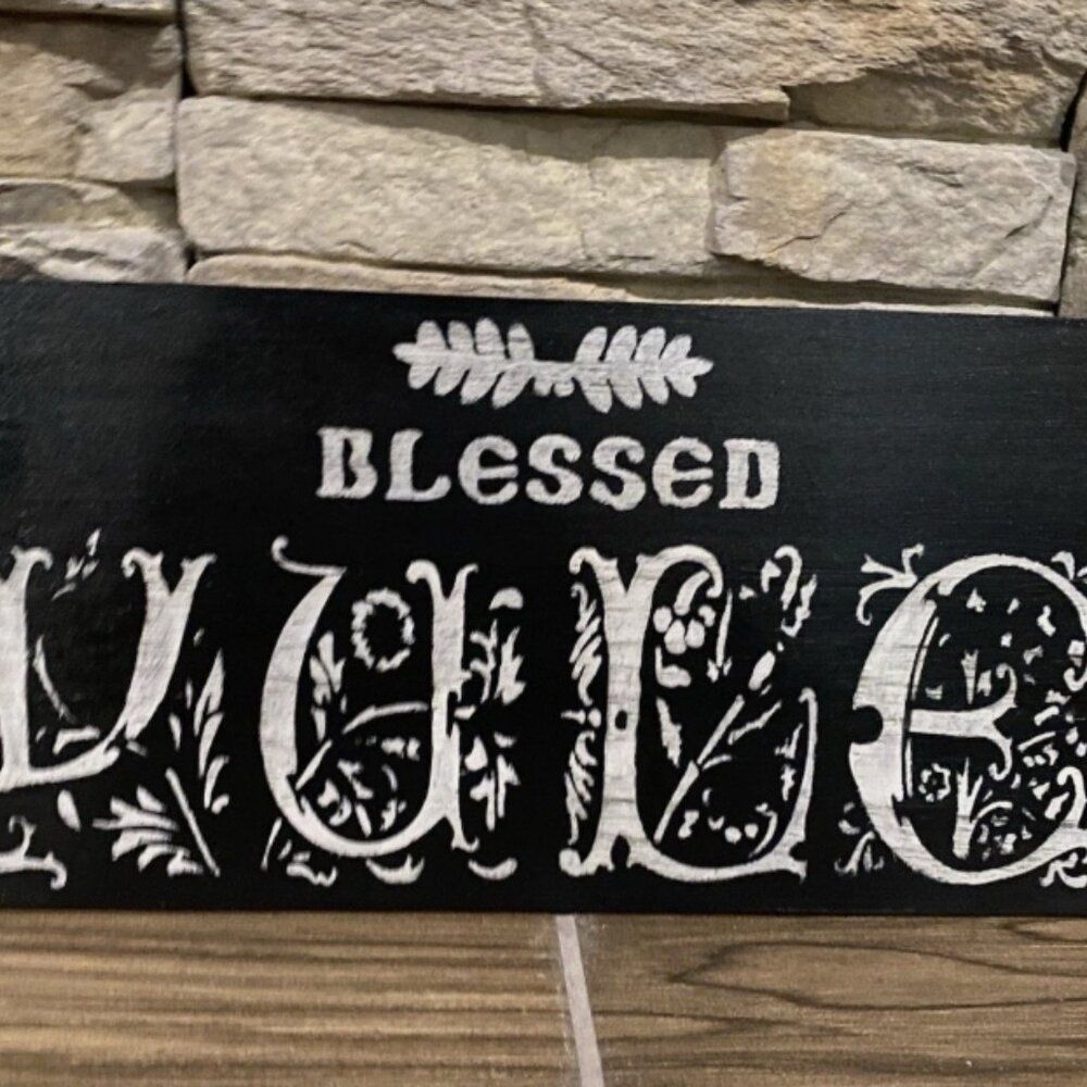 Primitive Blessed Yule Handmade Christmas Sign